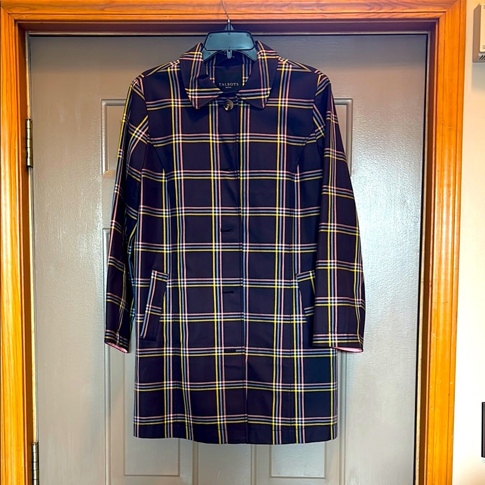Talbots Navy, Pink, Blue and Yellow Trench Coat